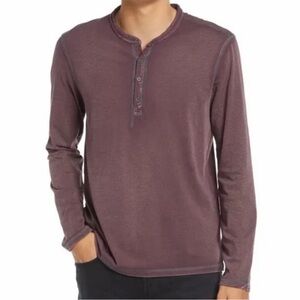 John Varvatos Long Sleeve Henley Shirt - Plum